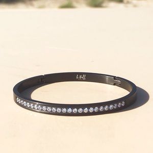 Black w Crystals Stainless Steel Stacking Bangle